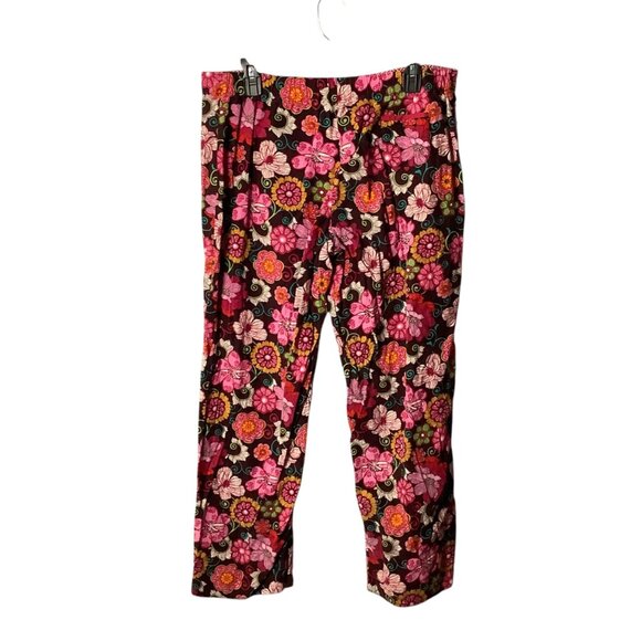 Vera Bradley Floral Corduroy Lounge Pants Women Medium Multicolor Button Closure - Picture 2 of 8